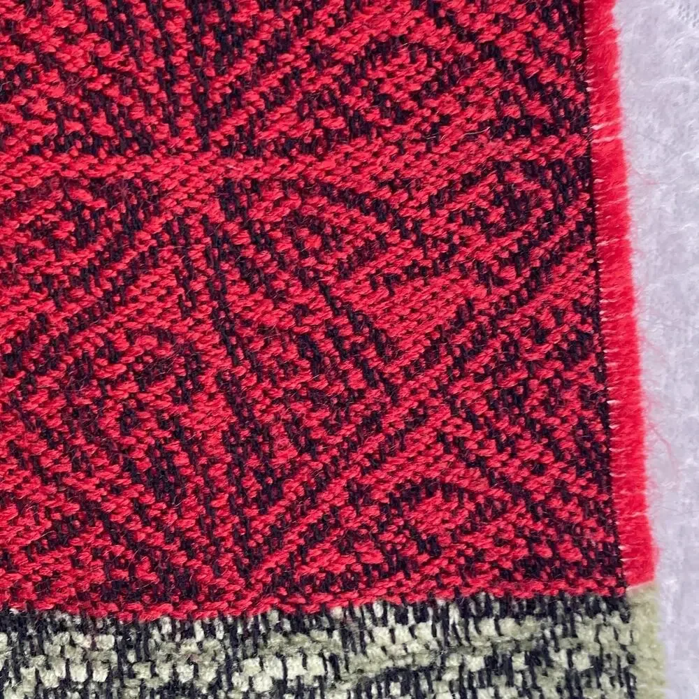 CALZEAT Scarf Wool Chenille Viking Helm Awe Celtic Fringe Trim Red Scotland